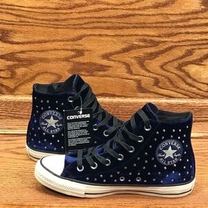 Converse CTAS Hi Eclipse‎ Black Turtledove Velvet Stud Shoes